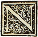 iniziale fiorita su fondo criblé dei Gadaldini: N iniziale fiorita su fondo criblé dei Gadaldini: N