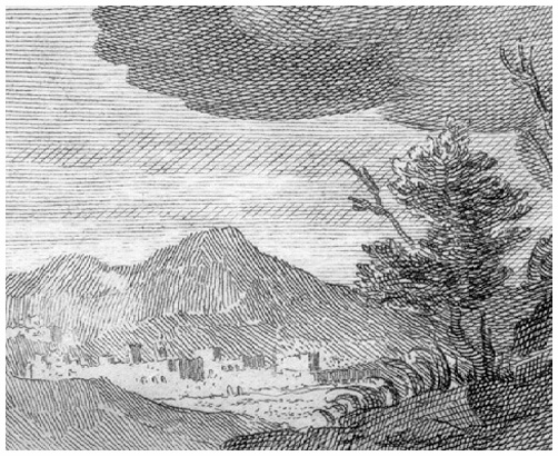 part. dell'antiporta: un paesaggio part. dell'antiporta: un paesaggio