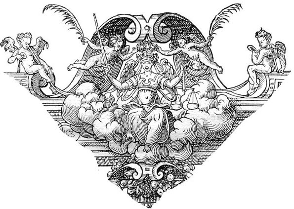 part. della Giustizia al timpano della cornice part. della Giustizia al timpano della cornice