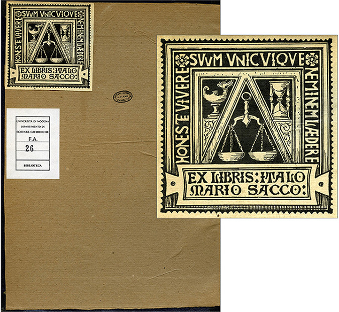 controguardia ant. con ex libris di I.M. Sacco controguardia ant. con ex libris di I.M. Sacco