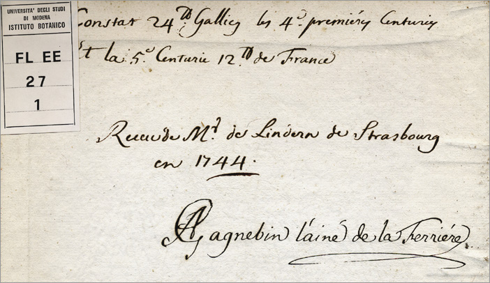 nota ms. di Abraham Gagnebin de la Ferri&egrave;re